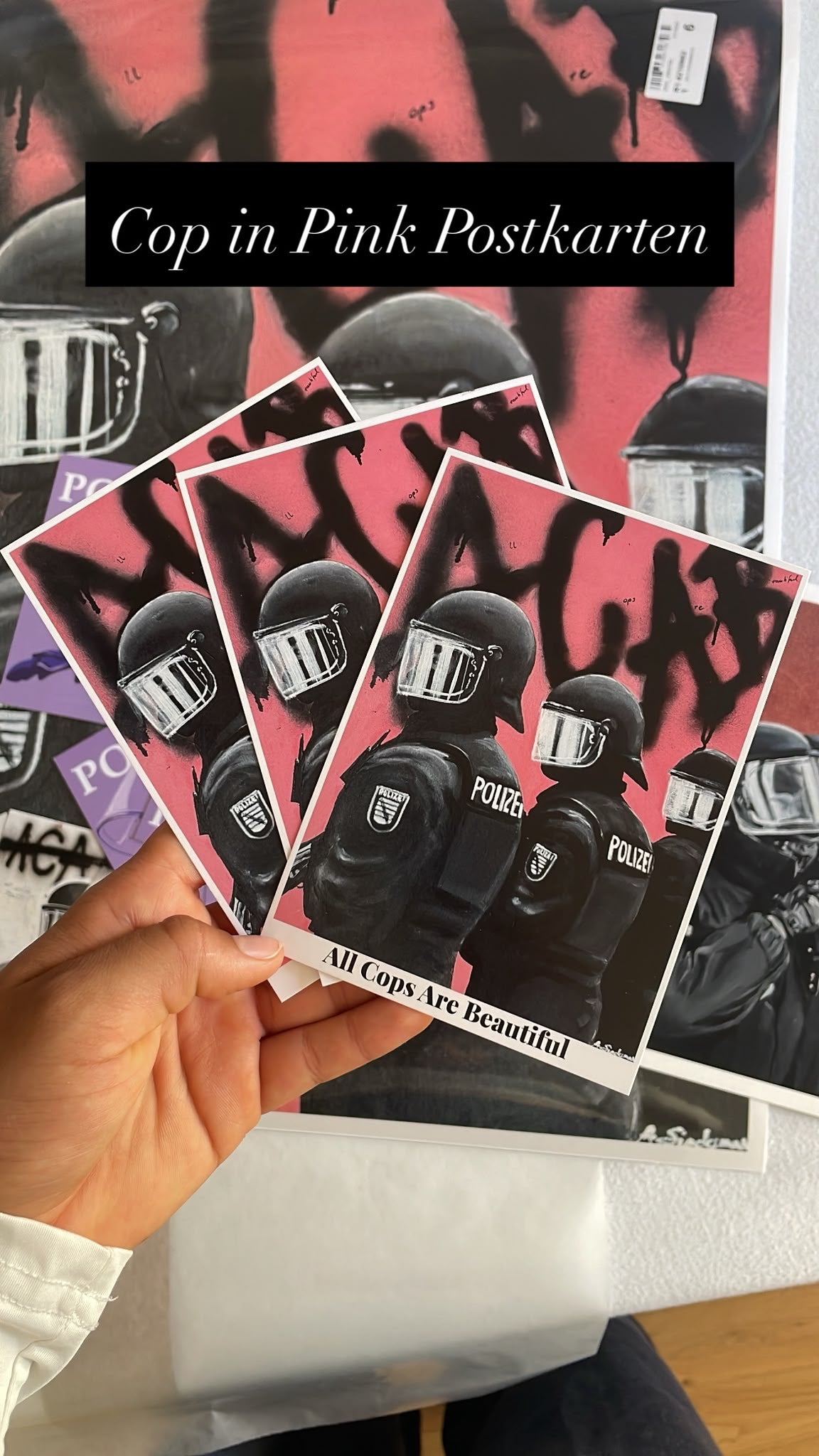 "Cop in Pink" Postkarte by Amelie Sindermann