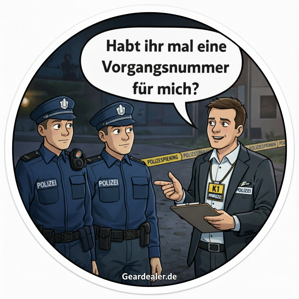K1 Sticker „Habt ihr mal eine Vorgangsnummer für mich“ von GearDealer, rund 6×6 cm, Vinyl